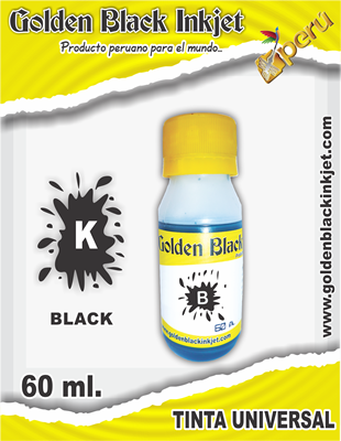 Frasco 60ml. de Tinta NEGRA para Recarga de Cartuchos HP, Canon, Lexmark